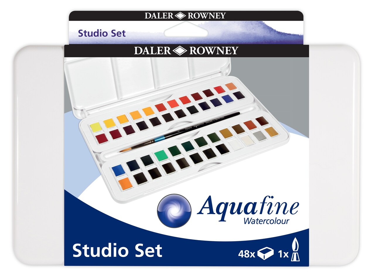Daler-Rowney Aquafine Watercolor Paint Half Pan Studio Set-48/Pkg
